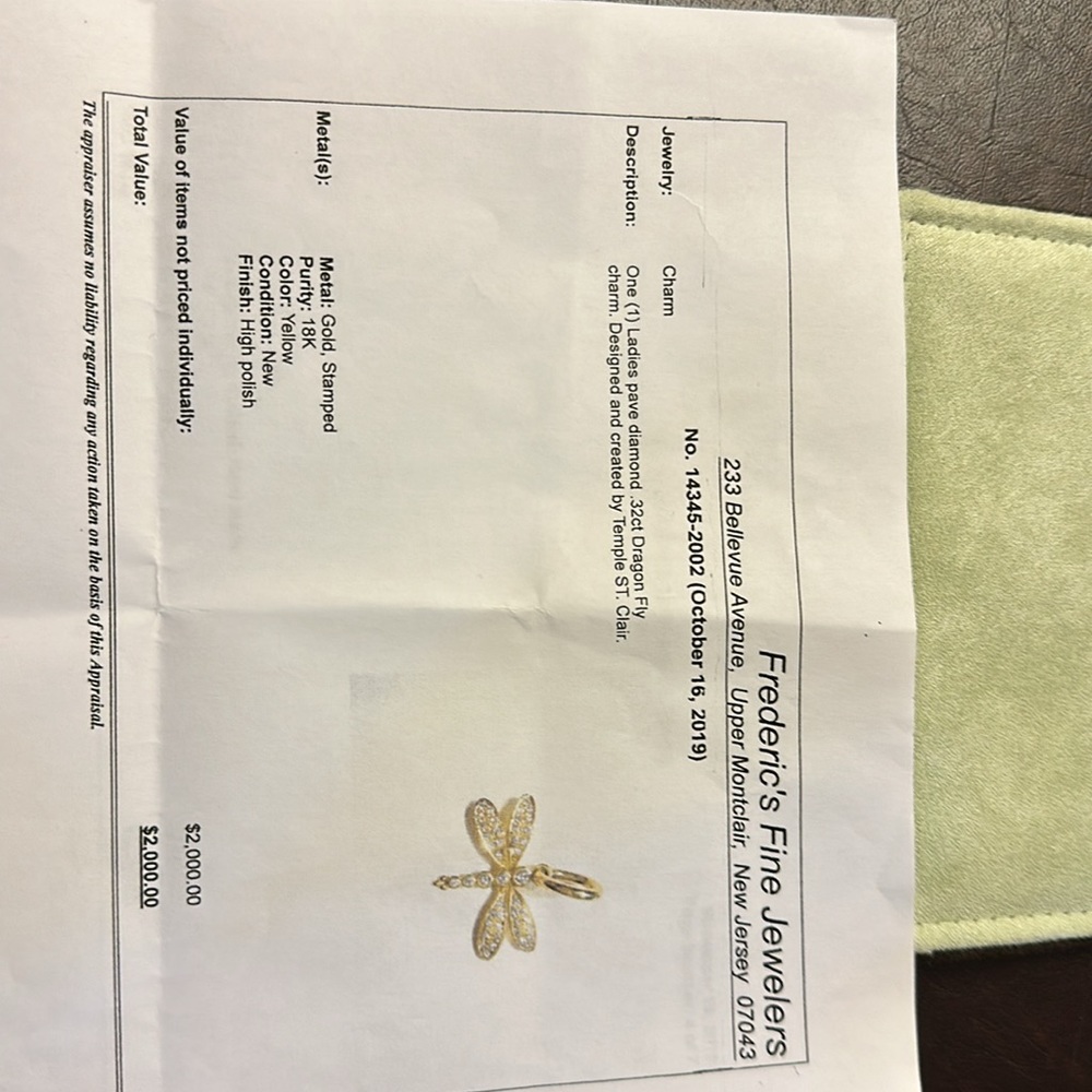 Dragon fly diamond and 18k gold charm - Picture 3 of 4